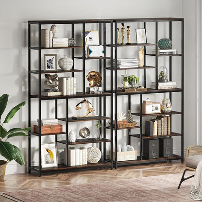 Tribesigns Bücherregal 2er Set, Rustikales Braun, 200cm hoch