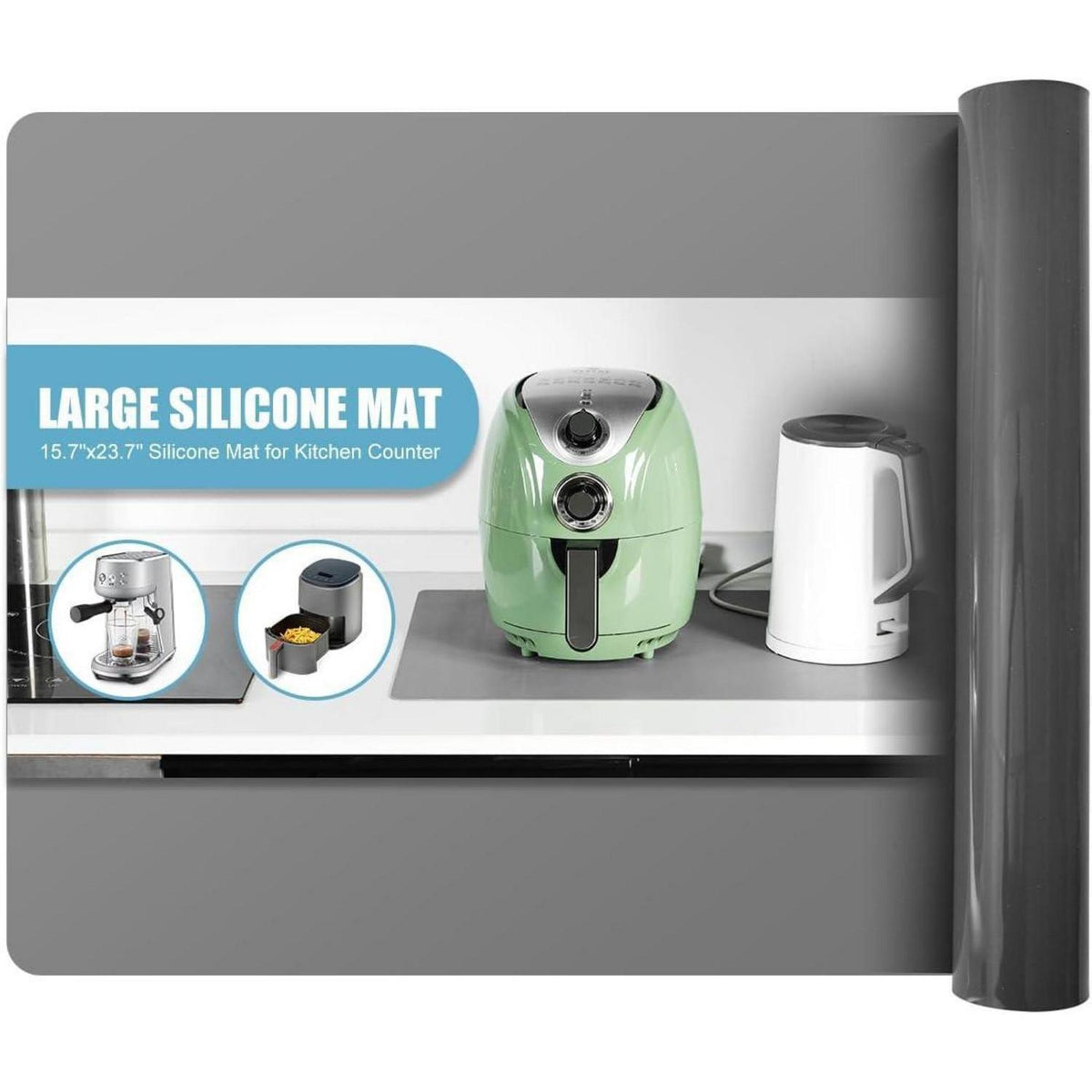 Große Silikonmatte 50x70cm, hitzebeständig, rutschfest, Grau