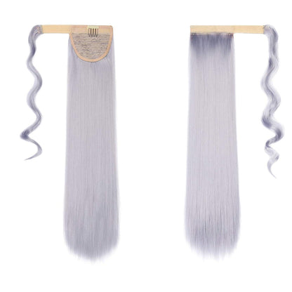 Pferdeschwanz Extension Grau 55cm – Synthetik Haarverlängerung