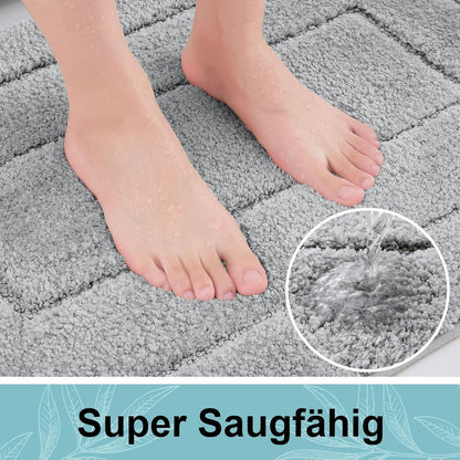 Mikrofaser Badteppich Grau – Rutschfest & Wasserabsorbierend 60x120 cm