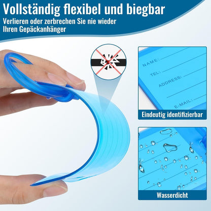 4er-Set Kofferanhänger mit Adressfeld – Bunt & Wasserdicht