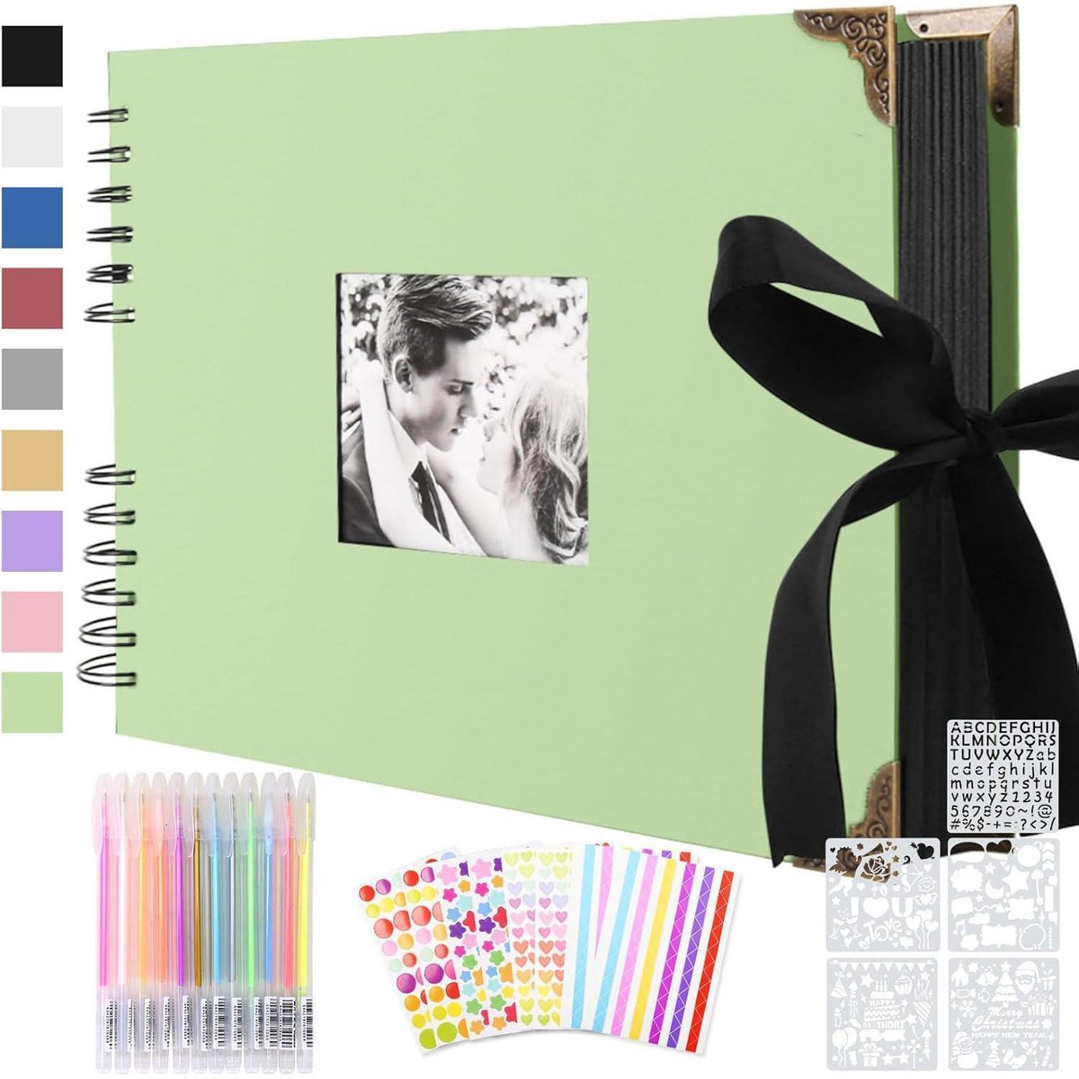 DIY Fotoalbum Scrapbook 80 Schwarze Seiten mit Zubehör 30x21cm