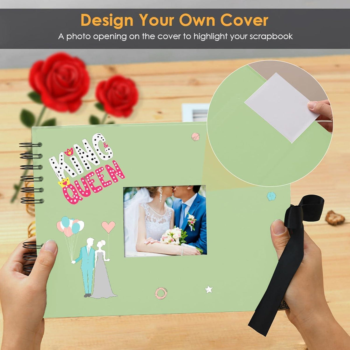 DIY Fotoalbum Scrapbook 80 Schwarze Seiten mit Zubehör 30x21cm