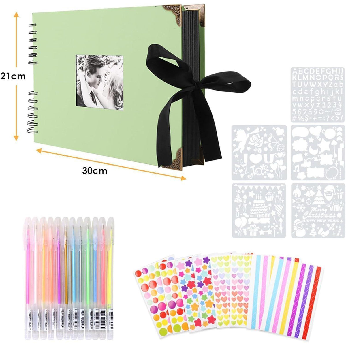 DIY Fotoalbum Scrapbook 80 Schwarze Seiten mit Zubehör 30x21cm