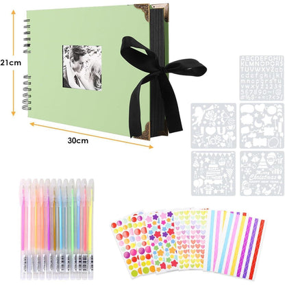 DIY Fotoalbum Scrapbook 80 Schwarze Seiten mit Zubehör 30x21cm