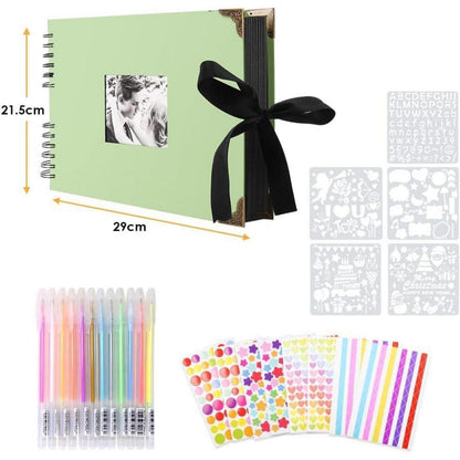 DIY Fotoalbum Scrapbook 80 Schwarze Seiten mit Zubehör 30x21cm