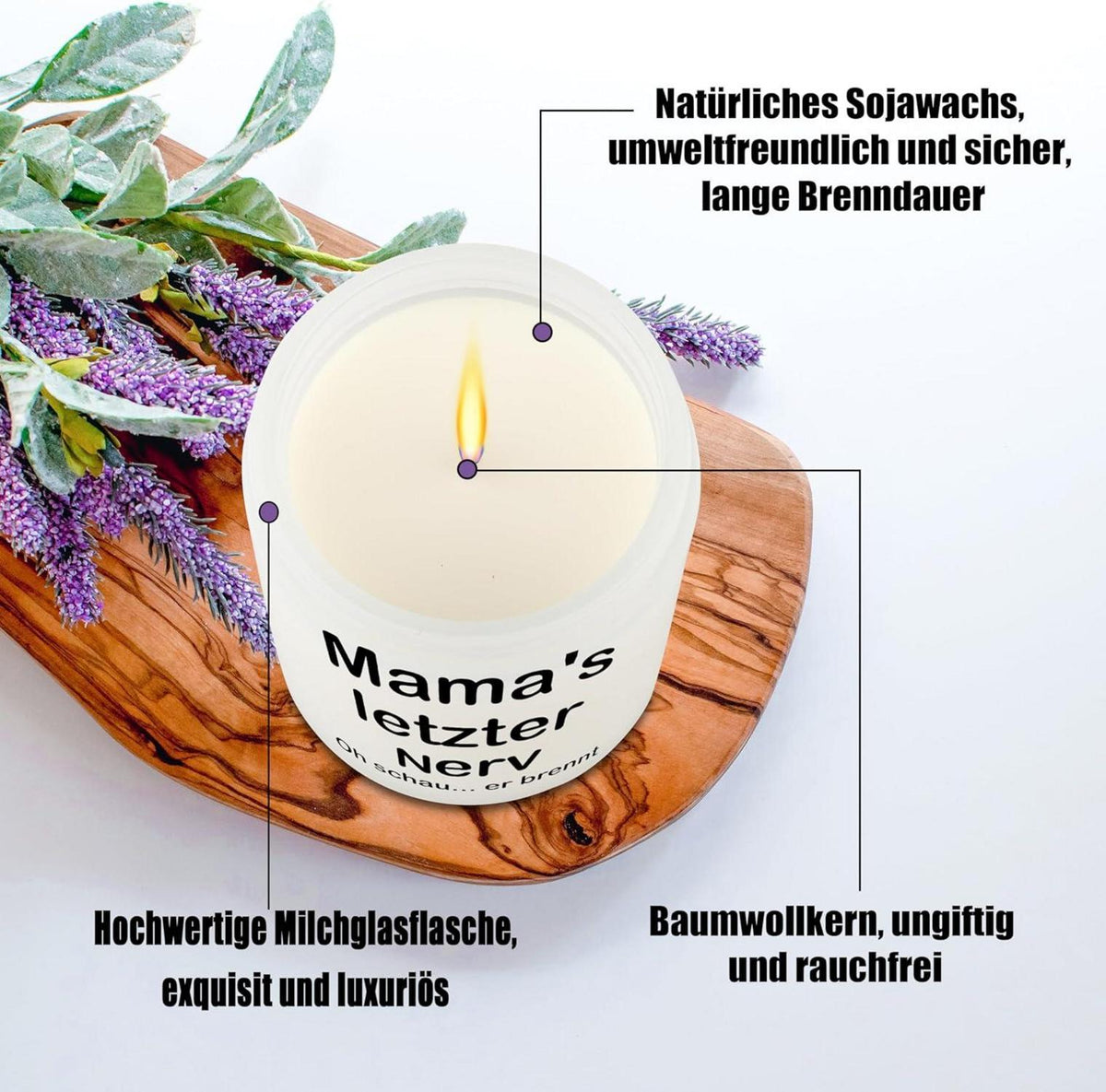 Lavendel Duftkerzen im Glas Geschenkset für Mama 200g