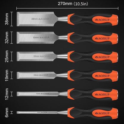 Stechbeitel Set 6tlg. inkl. Schleifstein, 25° Keilwinkel