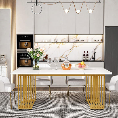 Esstisch weiß & gold 180x80 cm – Moderner Dining Table für 6-8 Personen