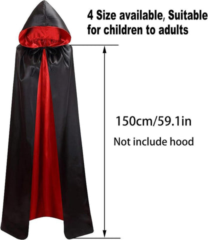 Vampir Umhang Erwachsene Halloween Kostüm Satin Kapuze 150/170CM
