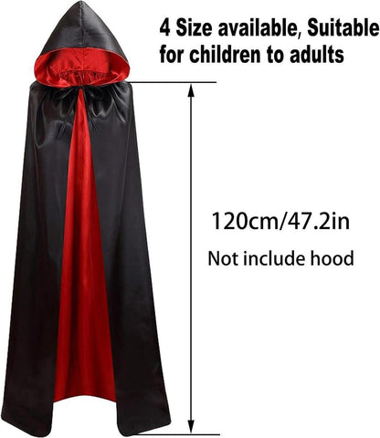 YIMOJOY Kinder Halloween Vampir Umhang 120CM Satin Kapuze Mädchen Kostüm