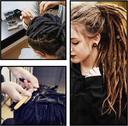 Dreadlock-Häkelnadel Set 8-teilig 0,75 mm Bambusgriff Etui Haare flechten