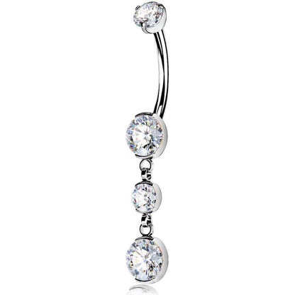 Bauchnabelpiercing Titan 14g 14mm mit klarem Zirkonia