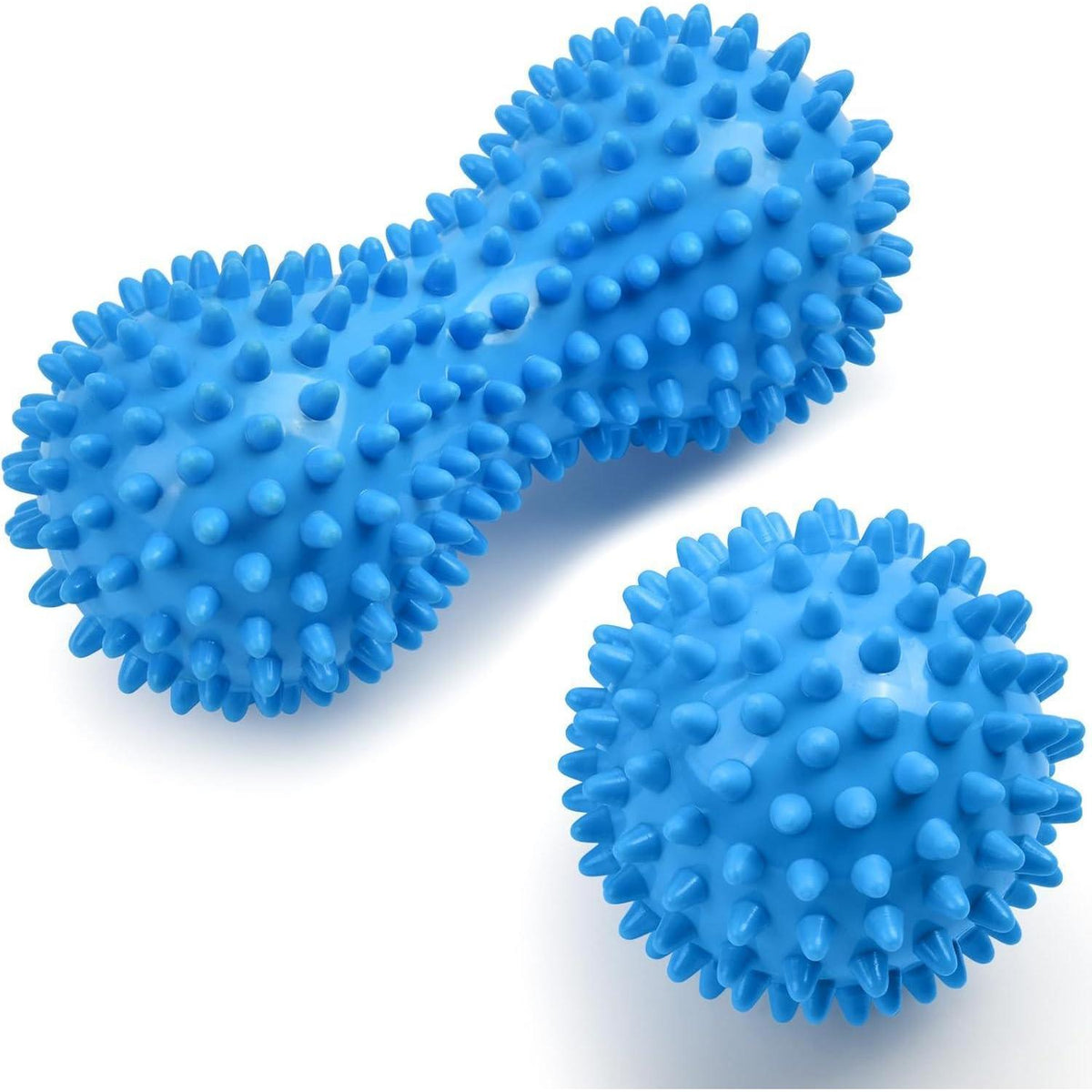 Faszienball Set Blau, 2er Hart mit Noppen für Muskelverspannungen