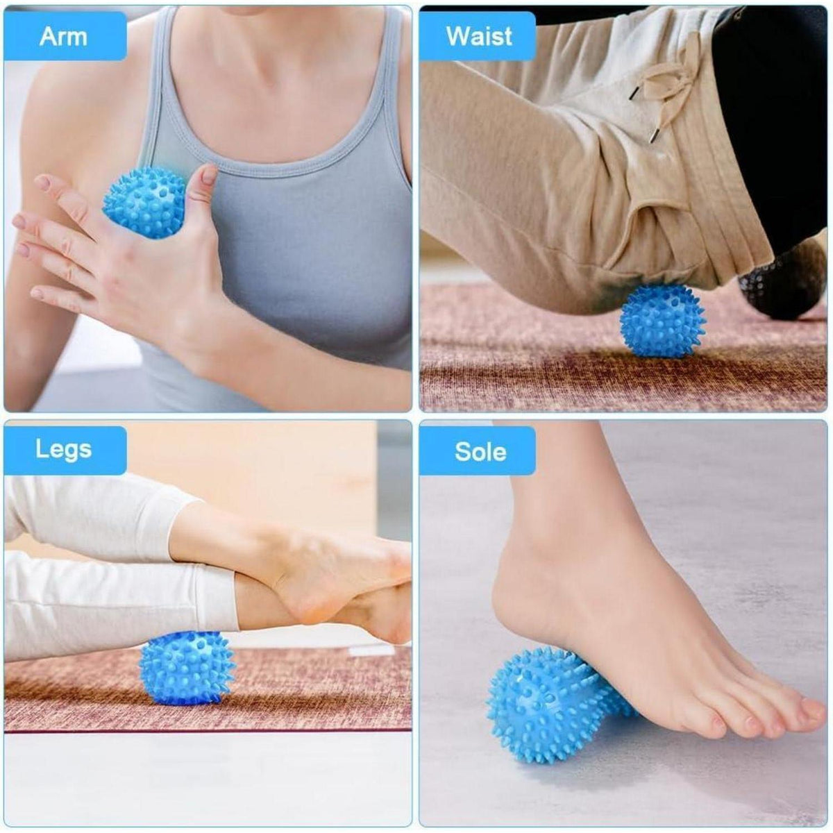 Faszienball Set Blau, 2er Hart mit Noppen für Muskelverspannungen