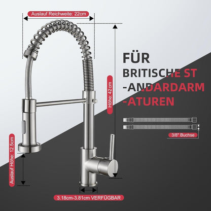 Ausziehbare Küchenarmatur mit Sprühkopf – Gebürstetes Nickel