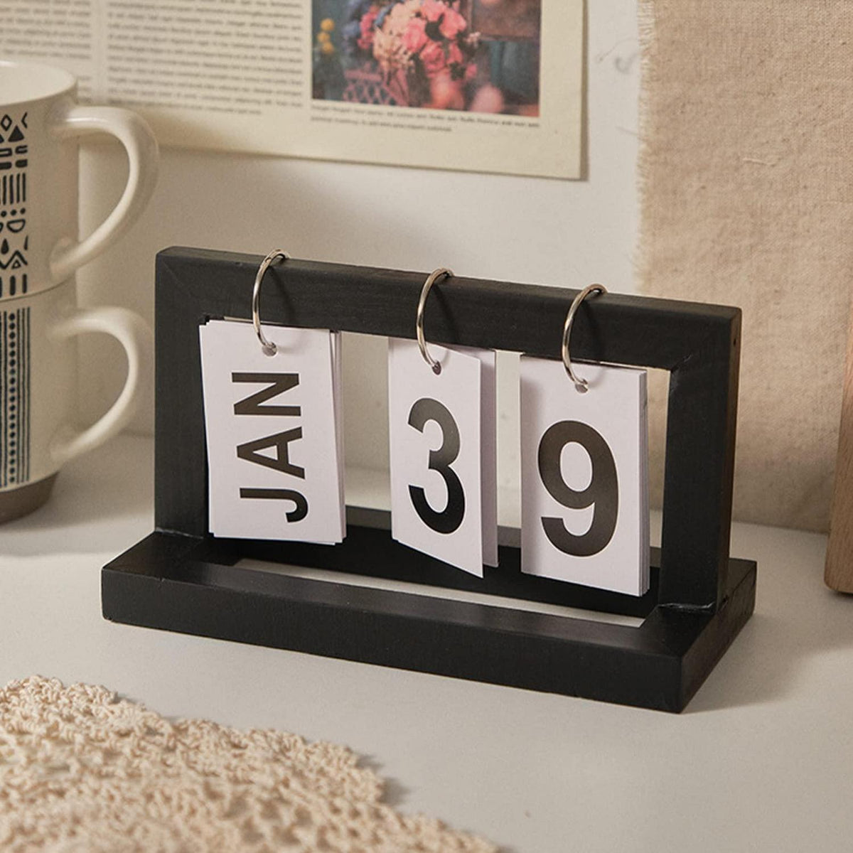 Holz Tischkalender Ewiger Kalender Deko Büro Landhausstil