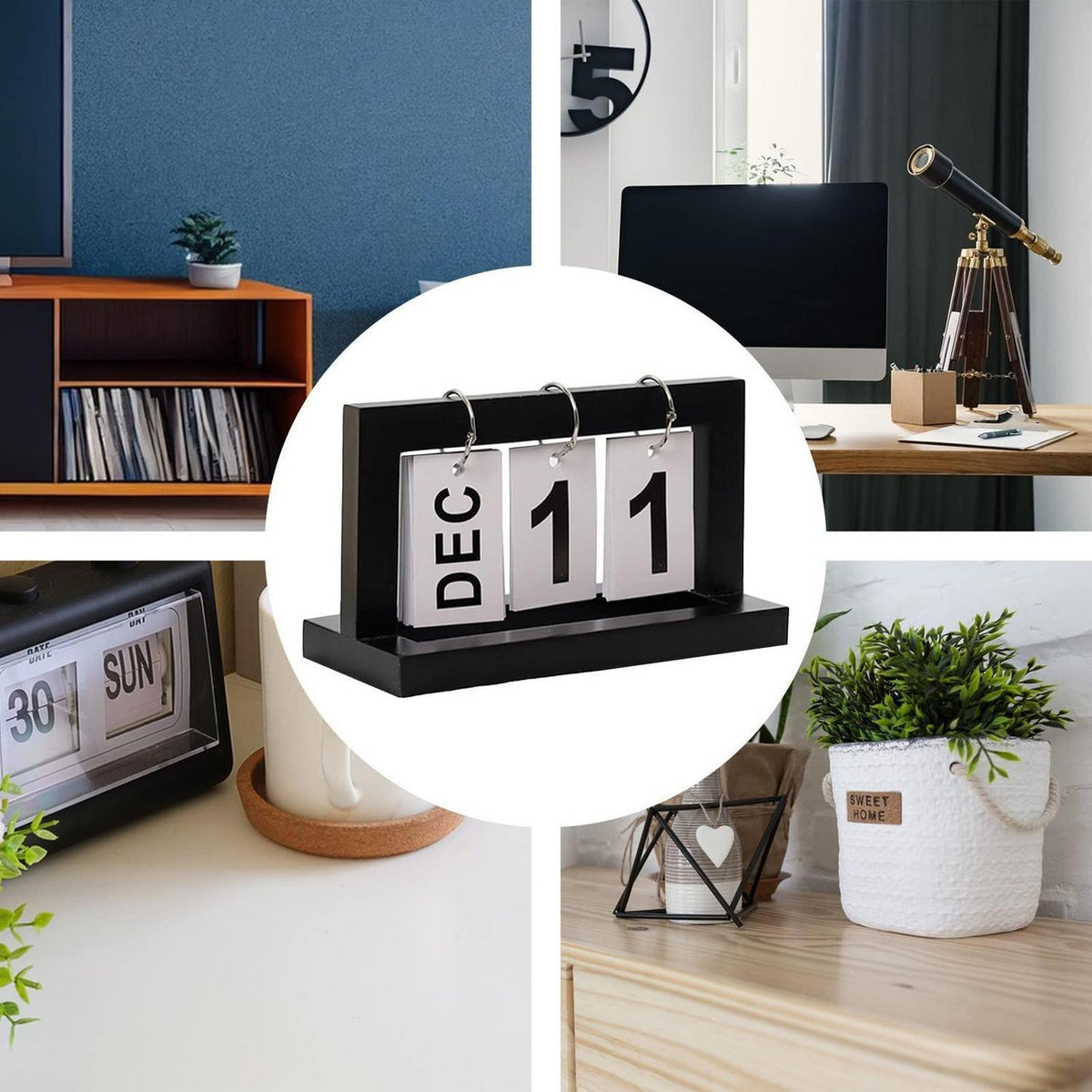 Holz Tischkalender Ewiger Kalender Deko Büro Landhausstil