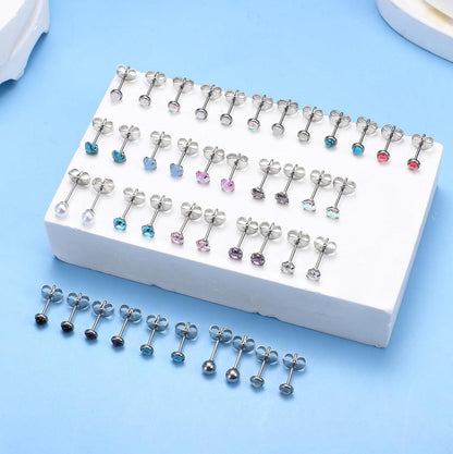 Zirkonia Opal Mondstein Türkis Ohrstecker Set Chirurgenstahl Damen Hypoallergen