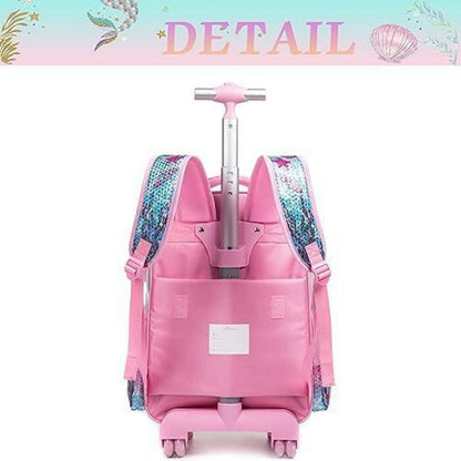 Trolley Rucksack Mädchen Rosa Meerjungfrauen 3in1 mit Rollen & Zubehör