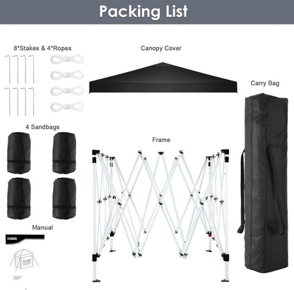 COBIZI Pavillon 3x3m Wasserdicht Stabil Pop up Zelt Schwarz