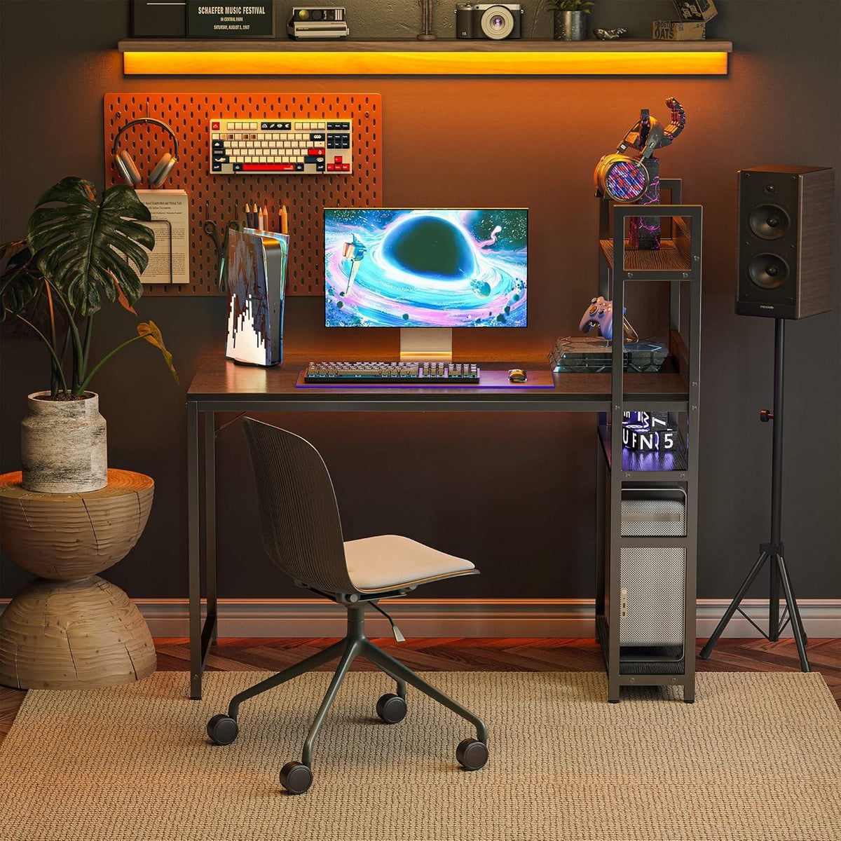 Schreibtisch 100x50cm Groß Computertisch Gaming Tisch Stabil Bürotisch Schwar