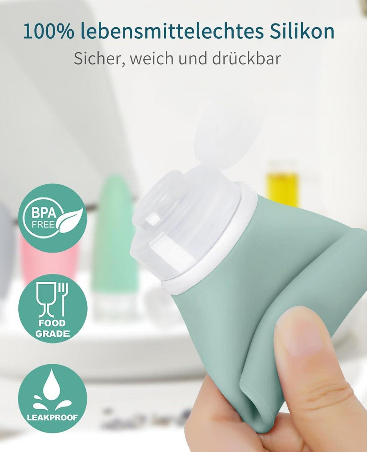 18-teilig Silikon Reiseflaschen Set 30/60/100ml TSA-Zugelassen BPA-Frei