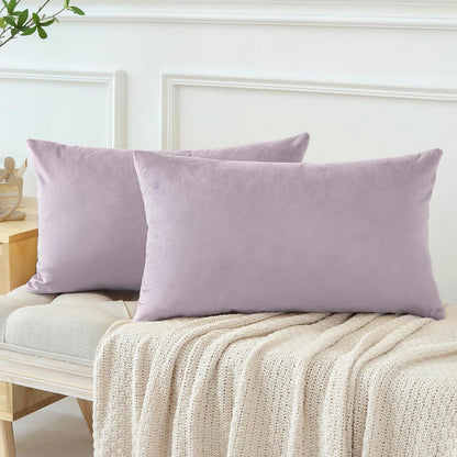 Samt Kissenbezüge 40x60 cm - Rosa Lila 2er Set