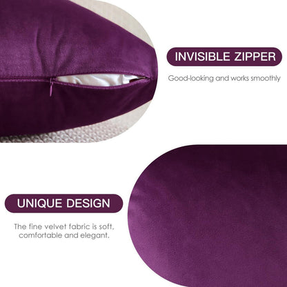Samt Kissenbezüge 45x45 cm Aubergine Lila - 2er Set