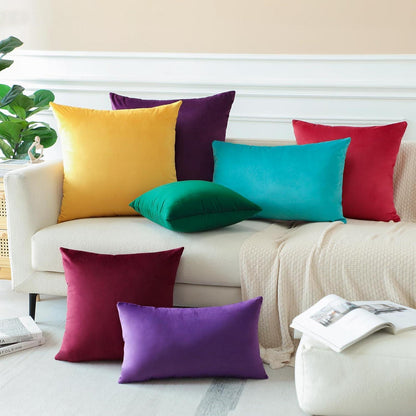 Samt Kissenbezüge 45x45 cm Aubergine Lila - 2er Set
