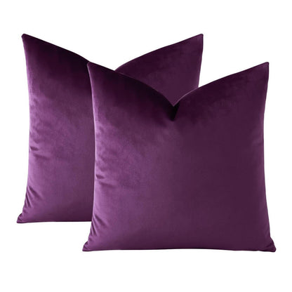 Samt Kissenbezüge 45x45 cm Aubergine Lila - 2er Set