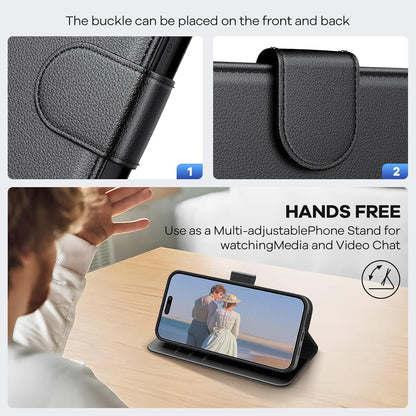 Premium Echtleder Handyhülle für iPhone 15 Pro - RFID - Kartenfach - Magnet