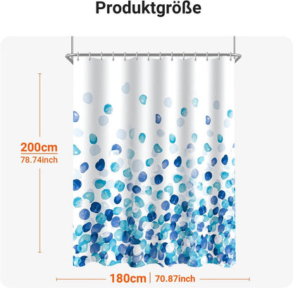 Duschvorhang Blaue Blütenblätter 180x200cm Antischimmel