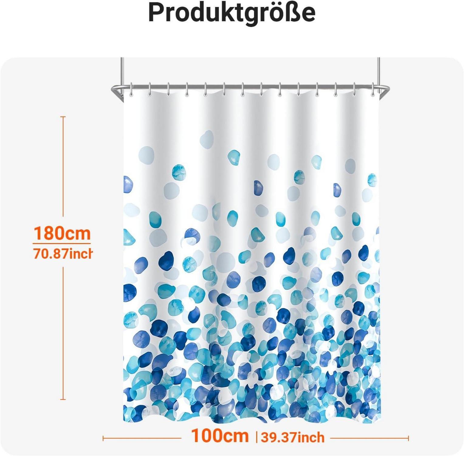 Duschvorhang Blaue Blütenblätter 100x180cm Wasserabweisend Textil 6