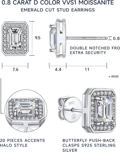 Moissanite Ohrringe Silber 925 Damen 1 Karat Ohrstecker Hypoallergen