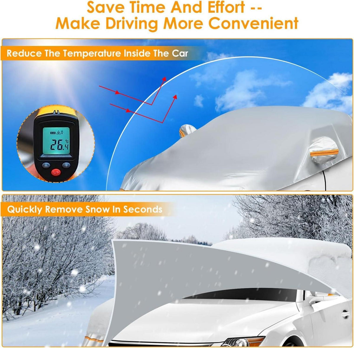 Halbgarage Auto SUV Wasserdicht Winter Schutz Haken Silber 2.35x5.35M