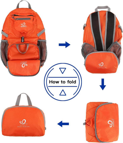 Ultraleichter 20L Faltbarer Orange Wanderrucksack Travel Backpack