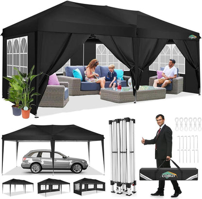 Faltpavillon 3x6 Wasserdicht Winterfest Pop Up Zelt UV-Schutz