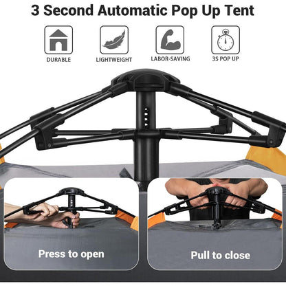Camping Zelt 3 Personen Pop Up Automatisches 4 Jahreszeiten