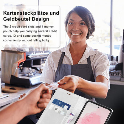 Samsung A53 5G Klapphülle Weiß mit Ständer & Kartenfächern in Lederoptik