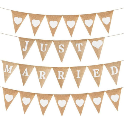 Jute Girlande Just Married Herz für Hochzeit Boho Deko
