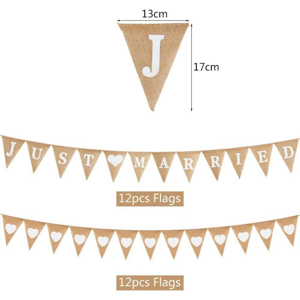 Jute Girlande Just Married Herz für Hochzeit Boho Deko