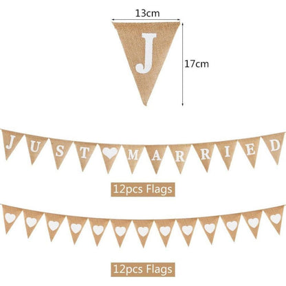 Jute Girlande Just Married Herz für Hochzeit Boho Deko
