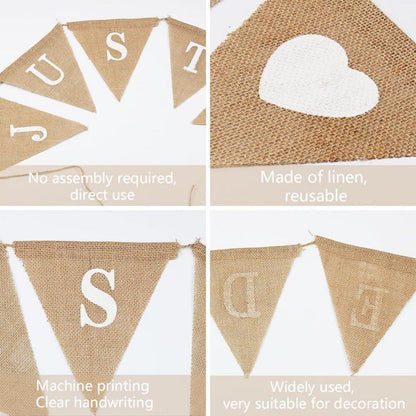 Jute Girlande Just Married Herz für Hochzeit Boho Deko