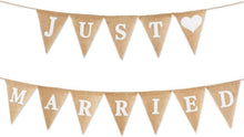 Just Married Girlande Deko Jute Hochzeit Banner Wimpelkette