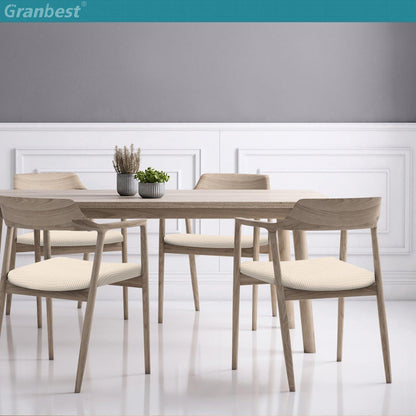 Esszimmerstuhl-Bezüge Set 6, Jacquard, Beige