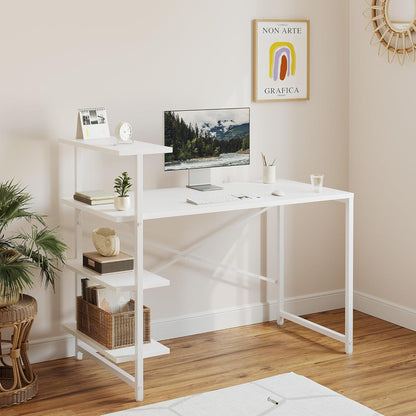 Kleiner Schreibtisch mit Regal 120 x 50 cm Stahlgestell