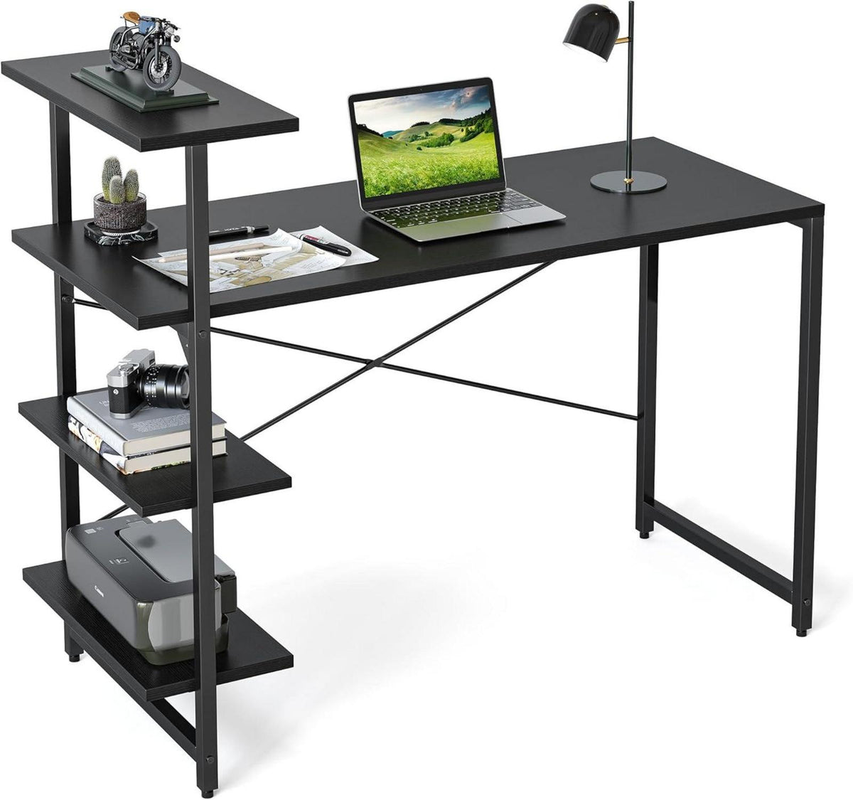 Schreibtisch mit Regal 120x50 cm Computertisch Gaming Tisch