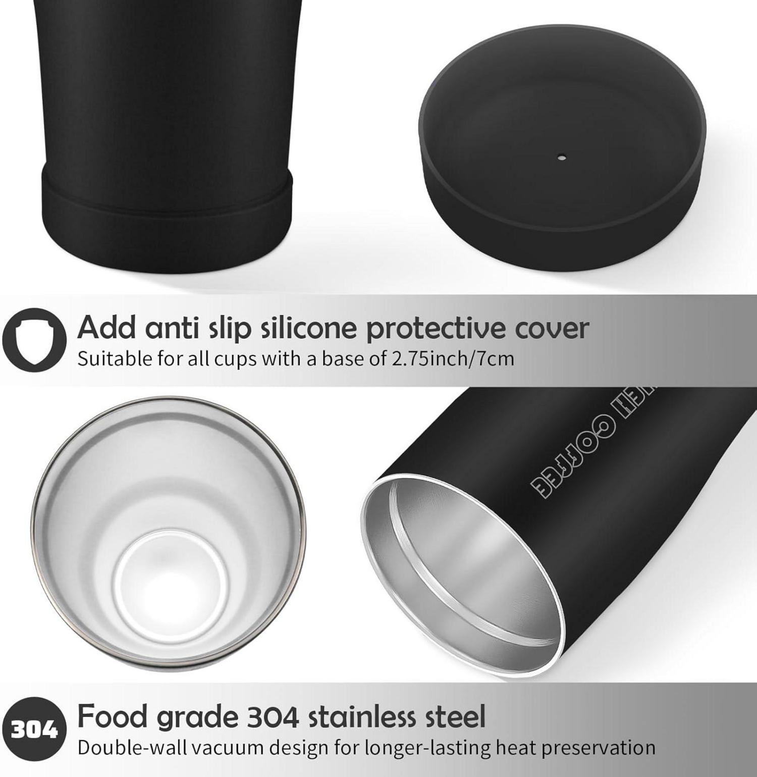 Aolieh 30OZ Thermobecher Schwarz mit Strohhalm und 2 Deckeln