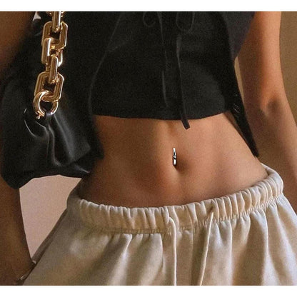 Bauchnabelpiercing Silber 925 Clicker mit Zirkonia, hypoallergen